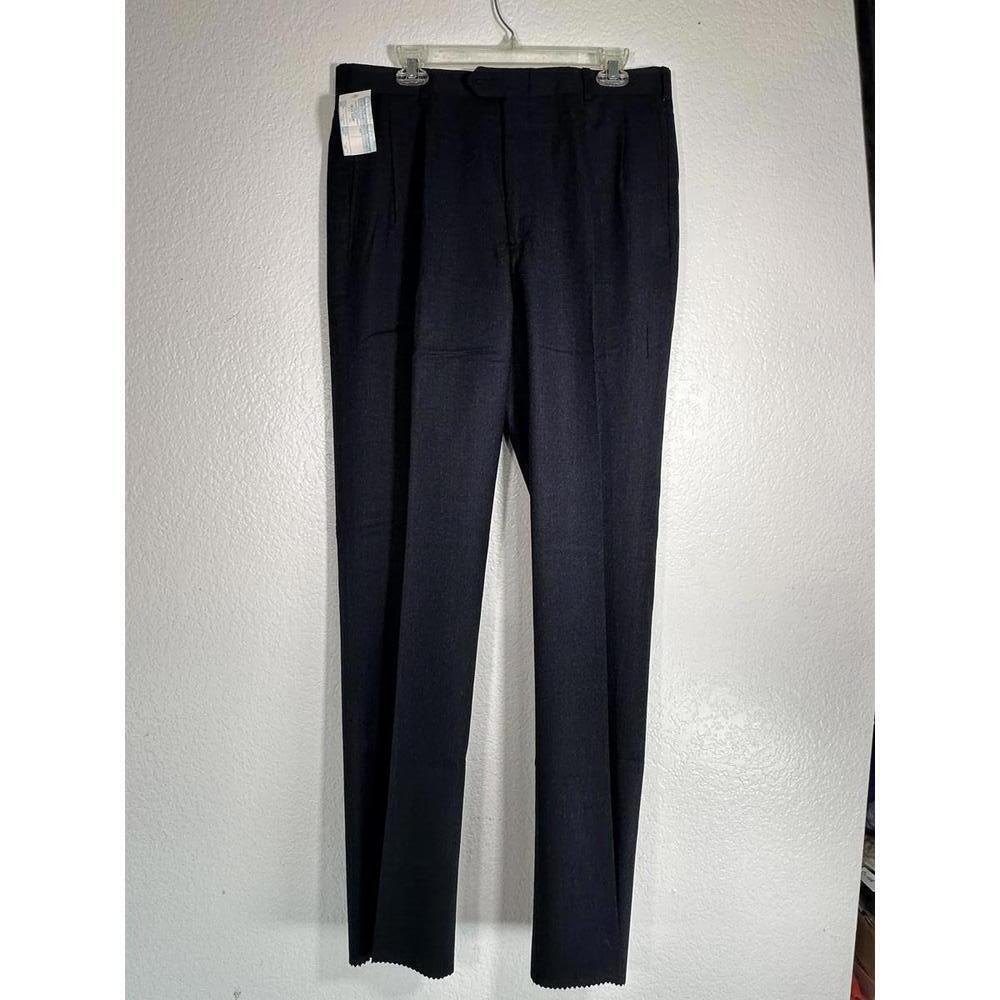 Vtg 80s John Alexander Wool Dress Pants Sz 35 Classic Dark Navy Minimalist USA